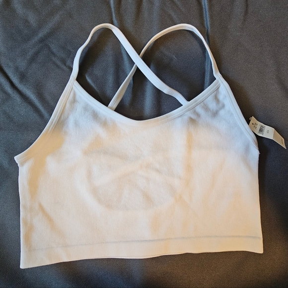 OFFLINE by aerie Ribbed Seamless Strappy Cross Back Cutout Longline Bralette, S - Picture 2 of 11